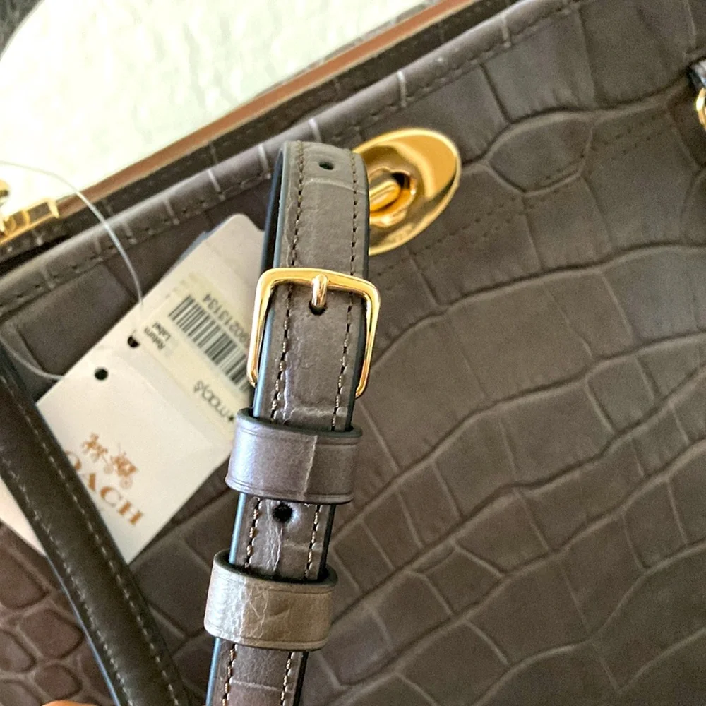 Coach GRAMERCY SATCHEL NWT Gray Croc-Embossed Handbag - Picture 7 of 16